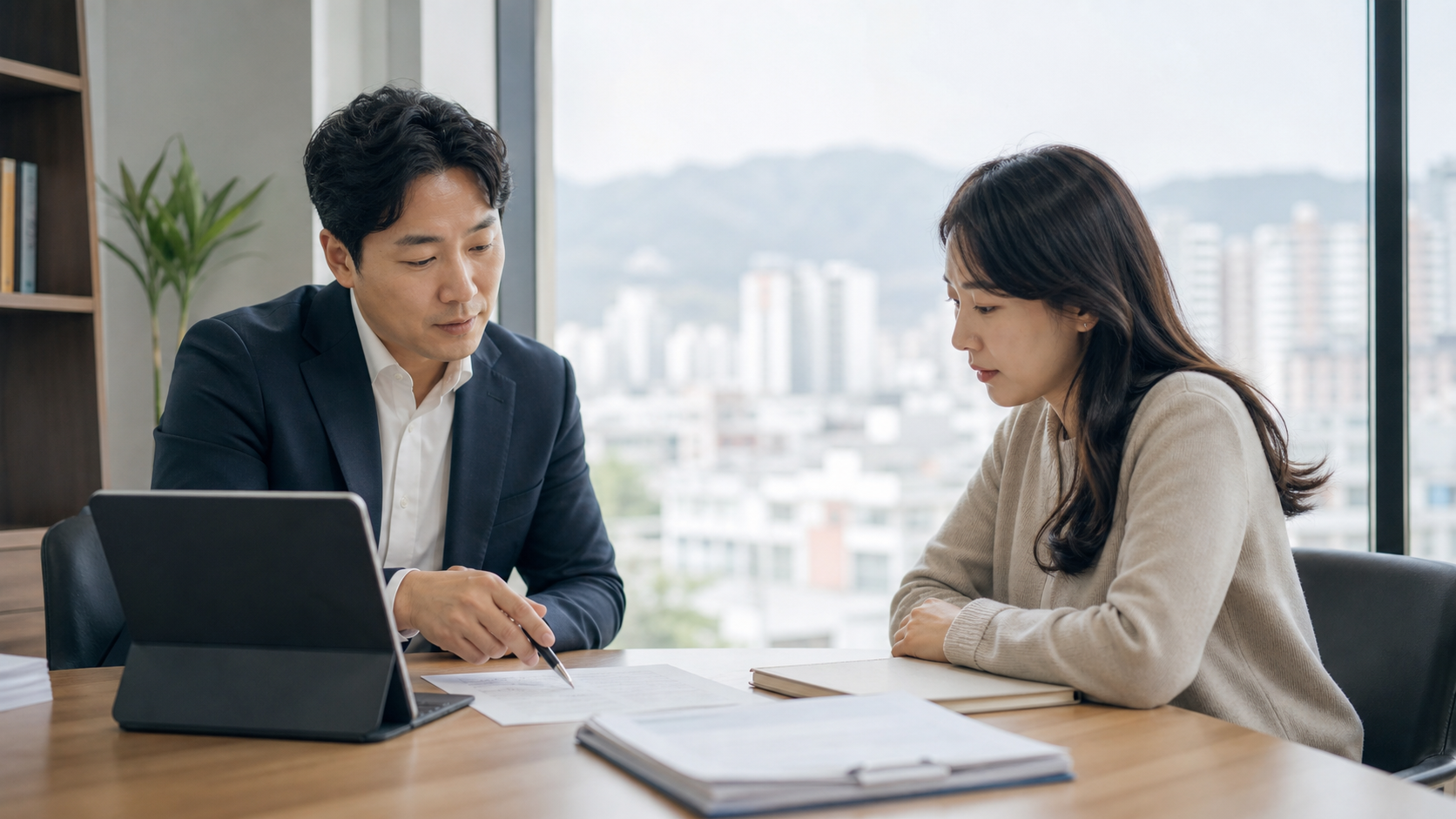 대구 면접교섭 관련 자료를 차분히 검토하는 모습